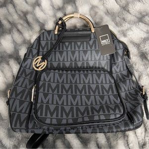 MKF Mia K Farrow Black & Gold Backpack Style Bag